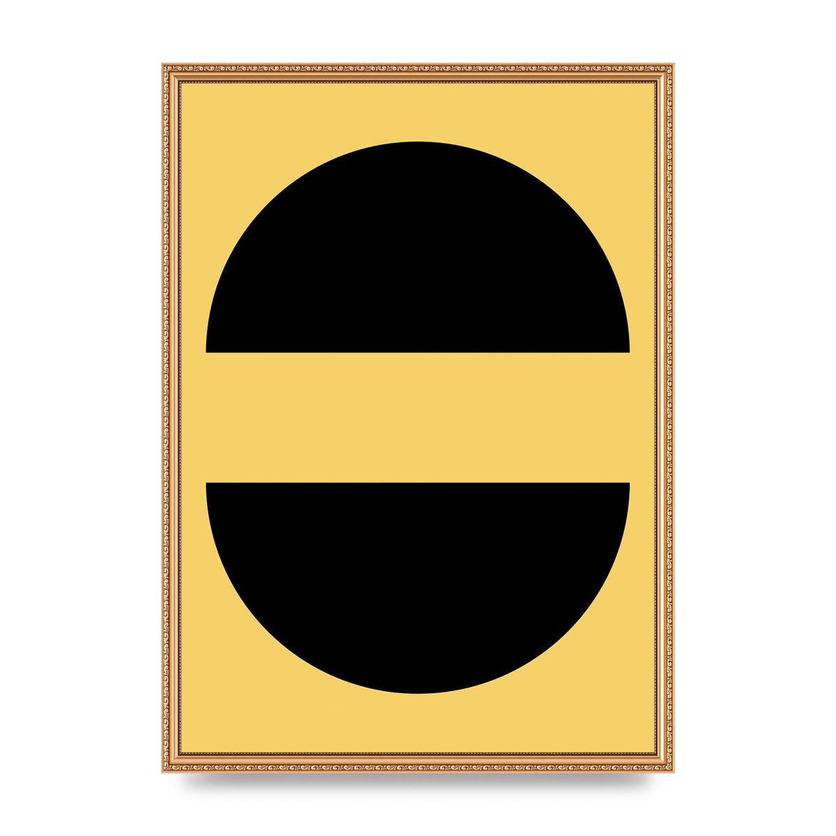 Yellow Black Disc Abstract Three Wall Art - A2 framed
