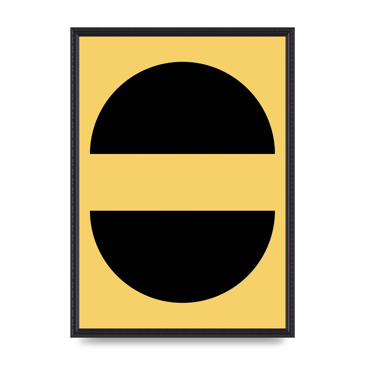Yellow Black Disc Abstract Three Wall Art - A2 framed