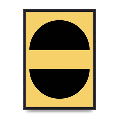 Yellow Black Disc Abstract Three Wall Art - A2 framed
