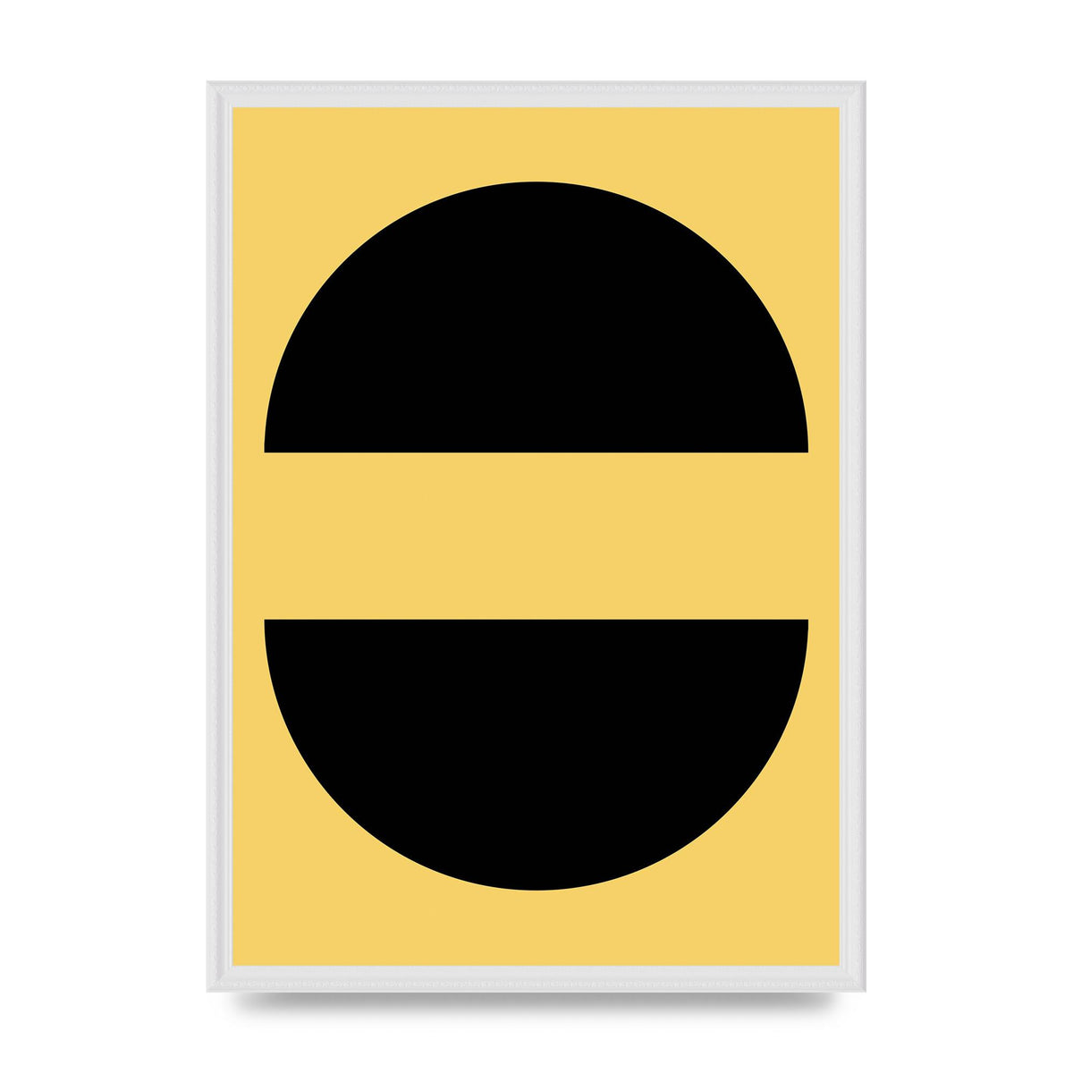 Yellow Black Disc Abstract Three Wall Art - A2 framed