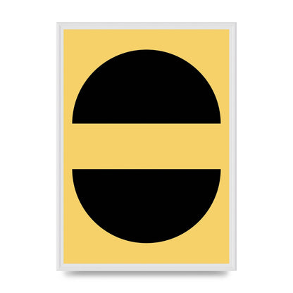 Yellow Black Disc Abstract Three Wall Art - A2 framed