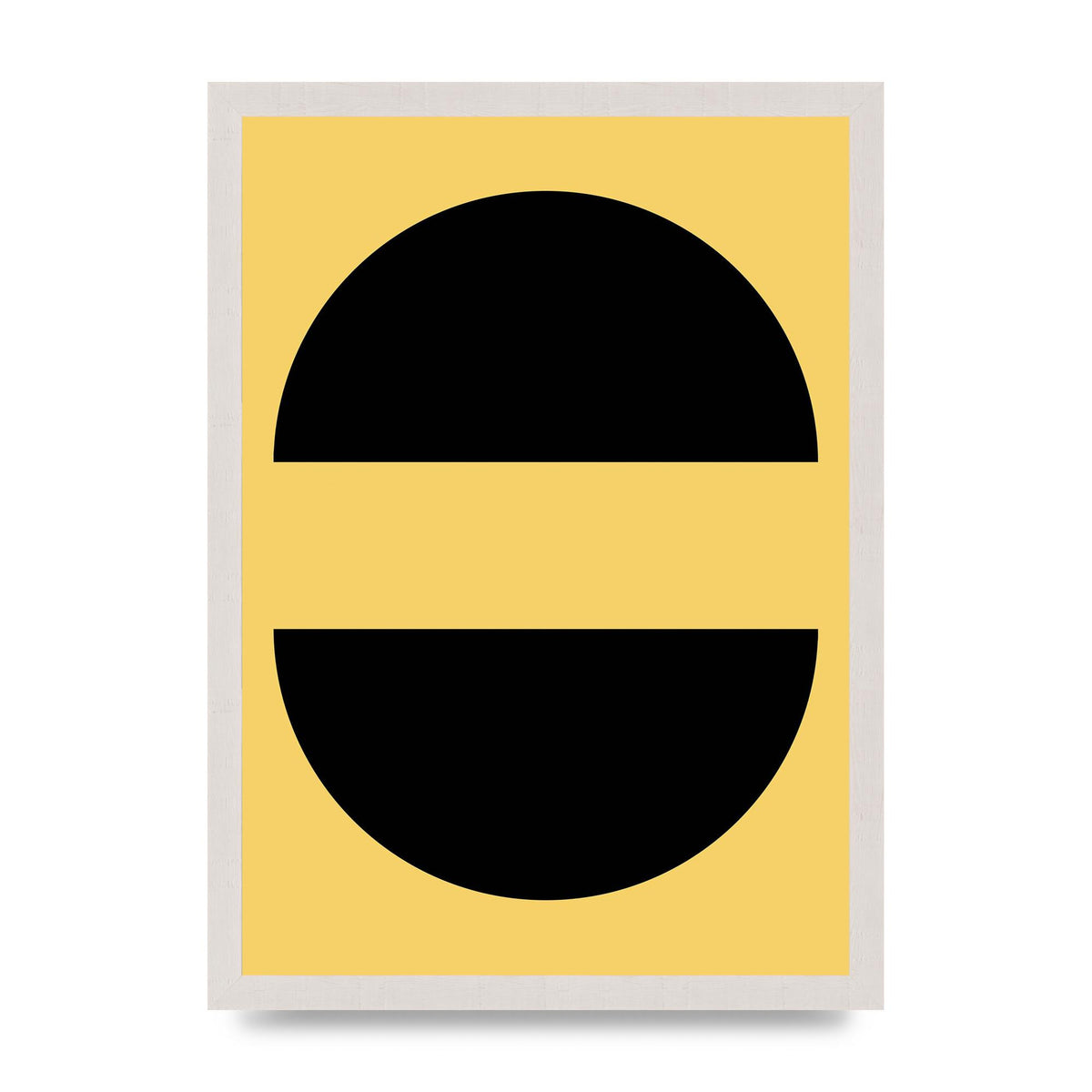 Yellow Black Disc Abstract Three Wall Art - A3 framed