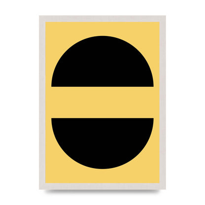 Yellow Black Disc Abstract Three Wall Art - A3 framed