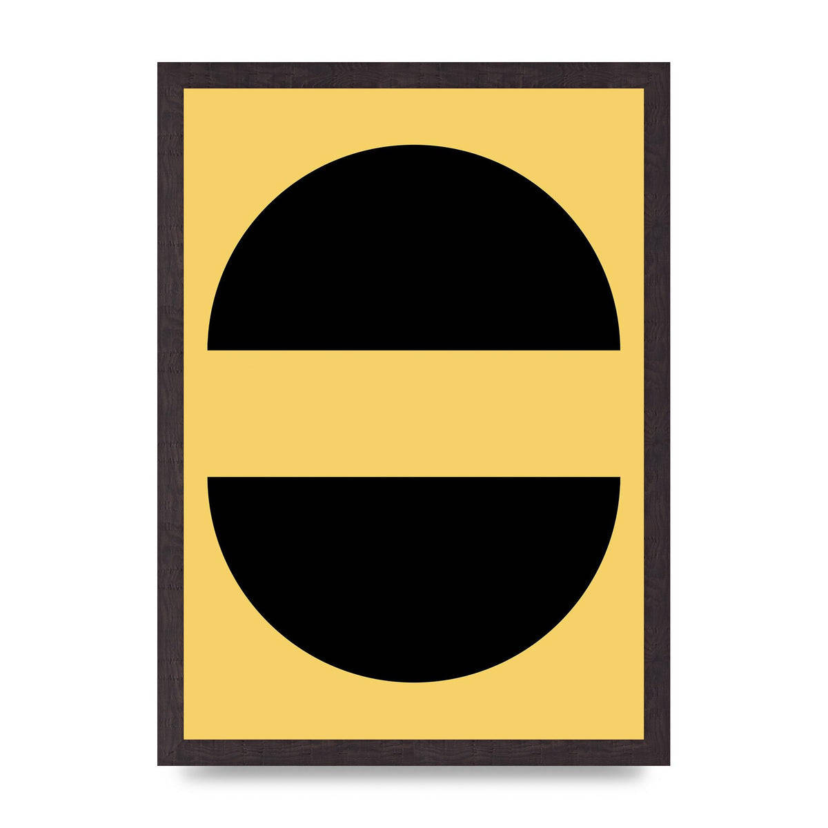 Yellow Black Disc Abstract Three Wall Art - A3 framed