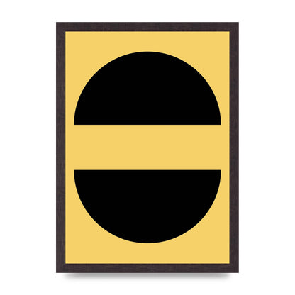 Yellow Black Disc Abstract Three Wall Art - A3 framed