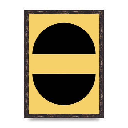 Yellow Black Disc Abstract Three Wall Art - A3 framed