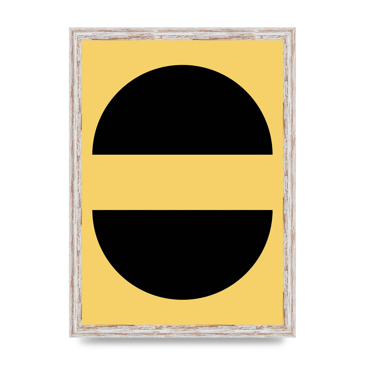 Yellow Black Disc Abstract Three Wall Art - A3 framed