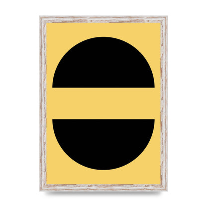 Yellow Black Disc Abstract Three Wall Art - A3 framed