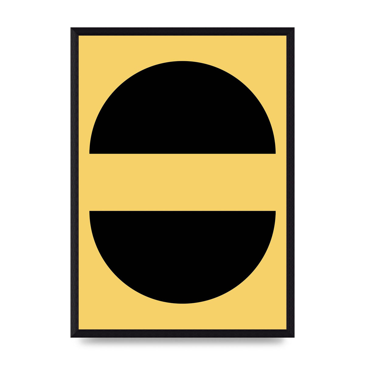 Yellow Black Disc Abstract Three Wall Art - A3 framed
