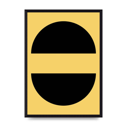 Yellow Black Disc Abstract Three Wall Art - A3 framed
