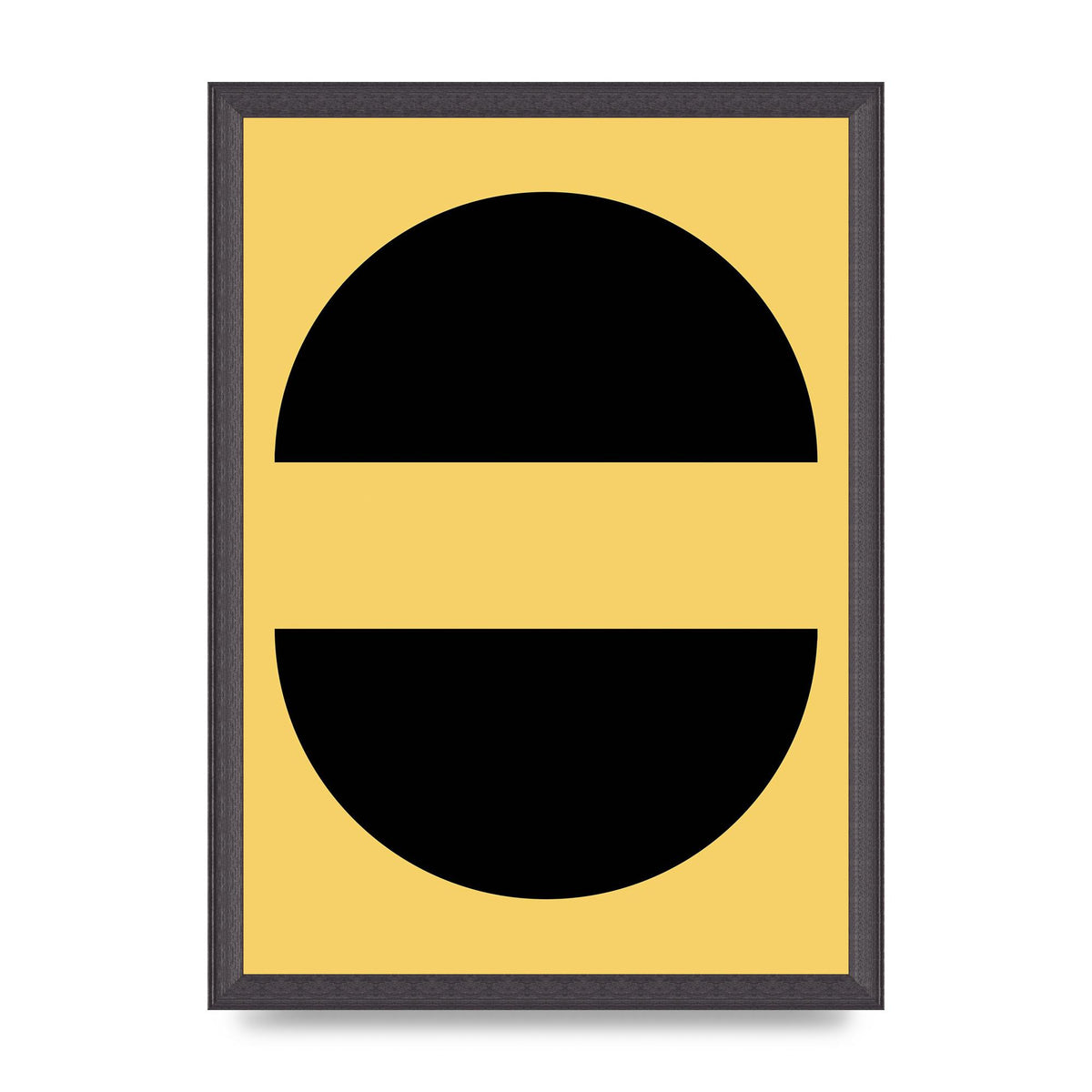 Yellow Black Disc Abstract Three Wall Art - A3 framed