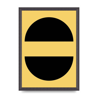 Yellow Black Disc Abstract Three Wall Art - A3 framed