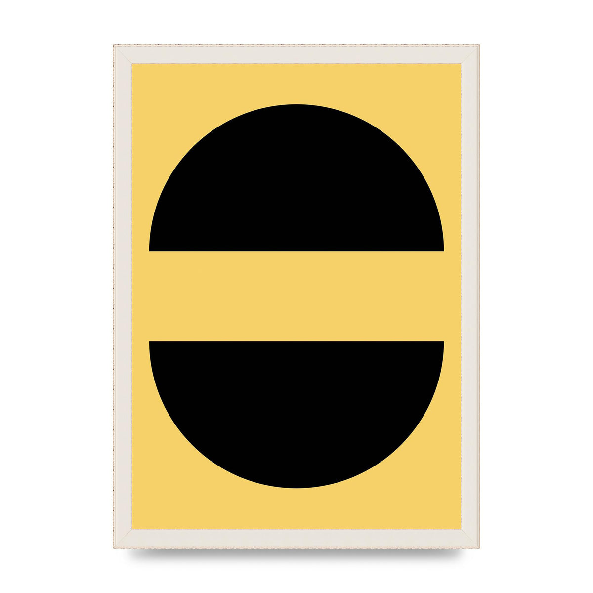 Yellow Black Disc Abstract Three Wall Art - A3 framed