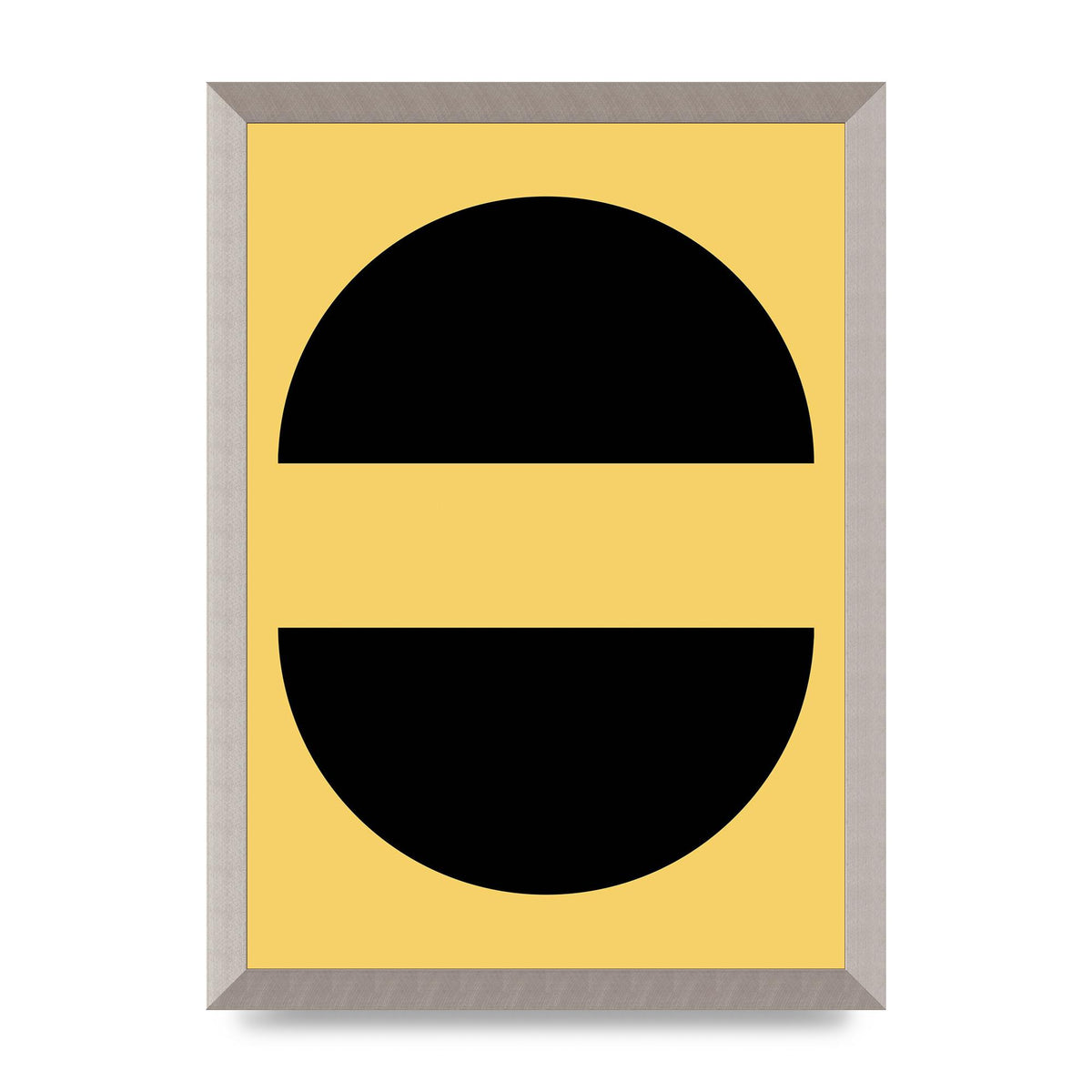 Yellow Black Disc Abstract Three Wall Art - A3 framed