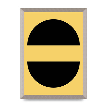 Yellow Black Disc Abstract Three Wall Art - A3 framed