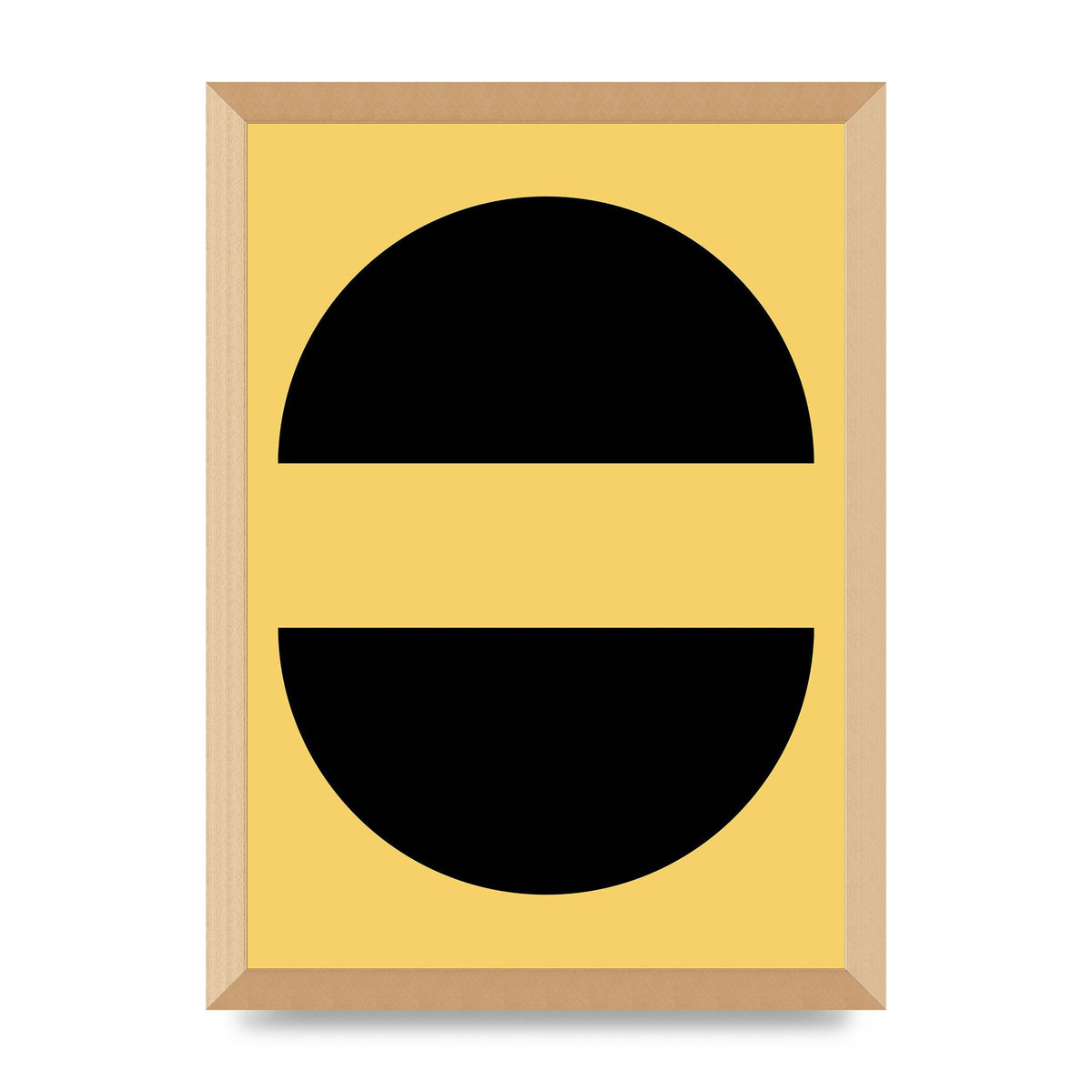Yellow Black Disc Abstract Three Wall Art - A3 framed