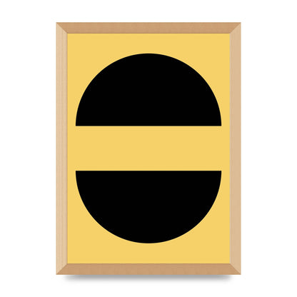 Yellow Black Disc Abstract Three Wall Art - A3 framed