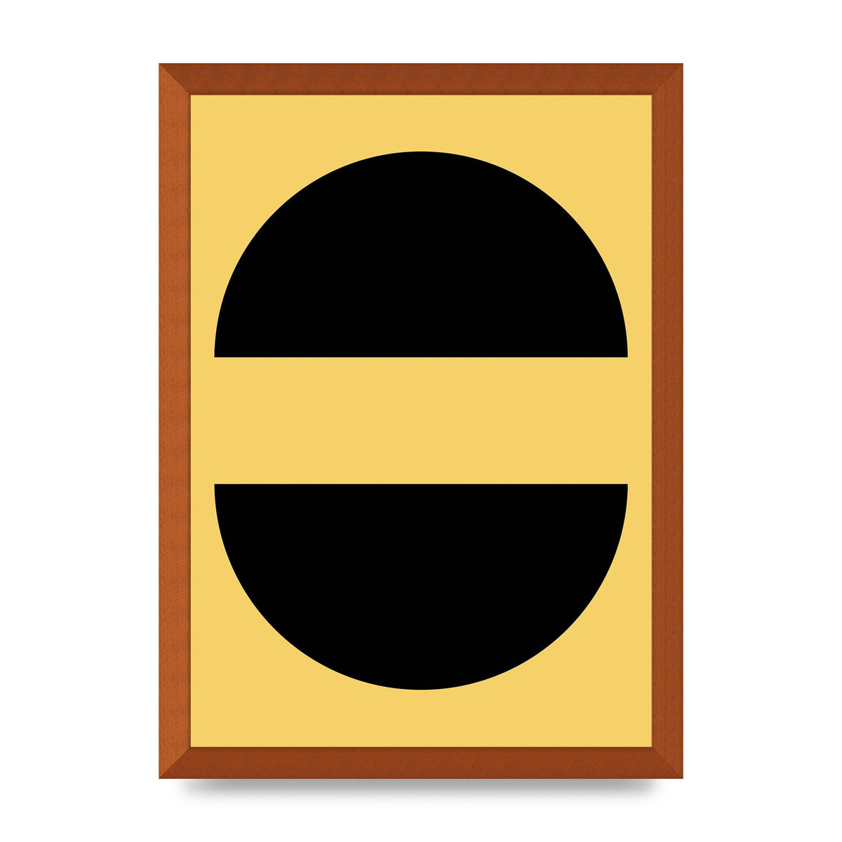 Yellow Black Disc Abstract Three Wall Art - A3 framed