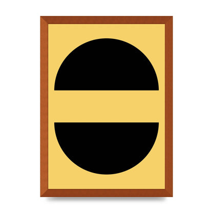 Yellow Black Disc Abstract Three Wall Art - A3 framed