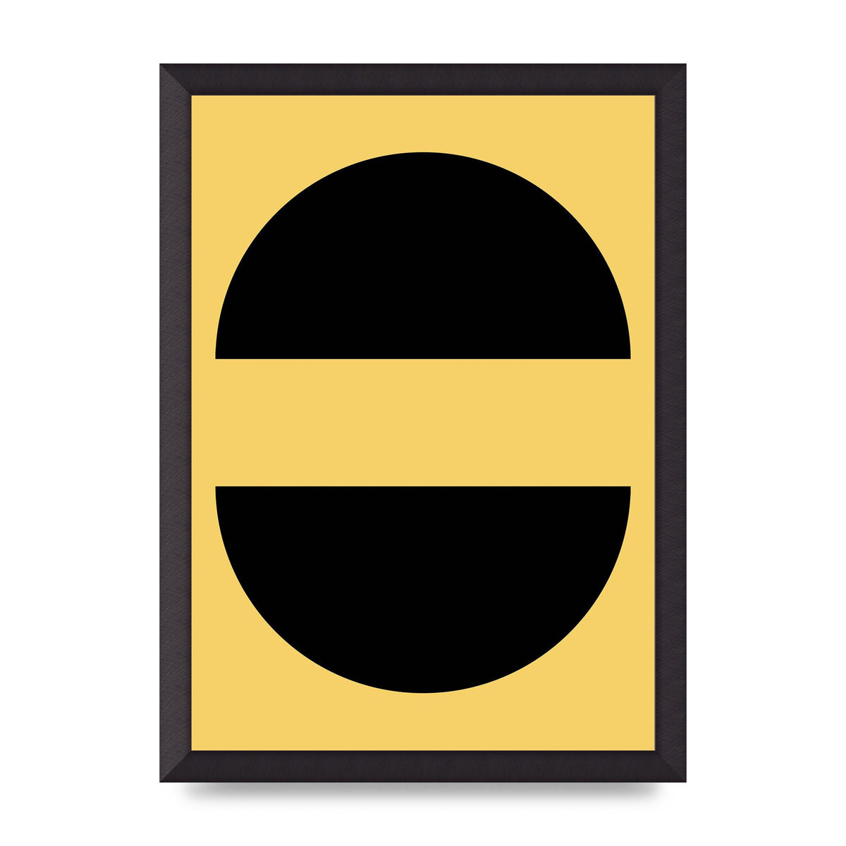 Yellow Black Disc Abstract Three Wall Art - A3 framed