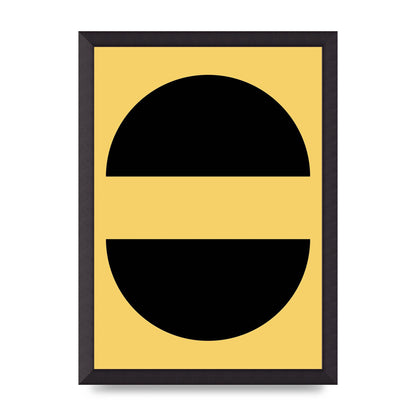 Yellow Black Disc Abstract Three Wall Art - A3 framed