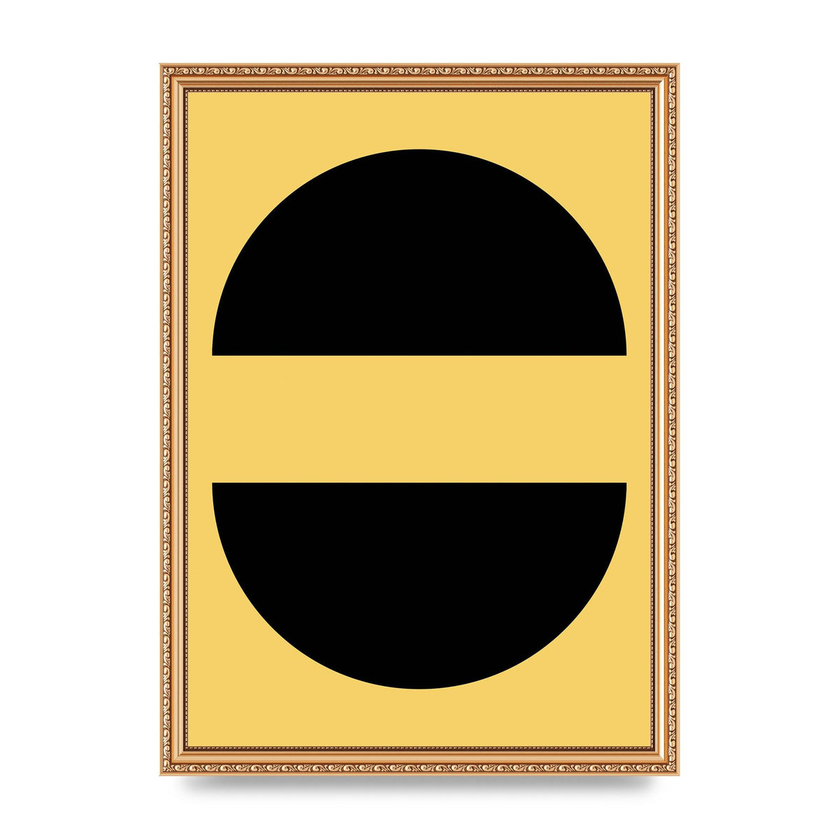 Yellow Black Disc Abstract Three Wall Art - A3 framed