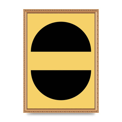 Yellow Black Disc Abstract Three Wall Art - A3 framed