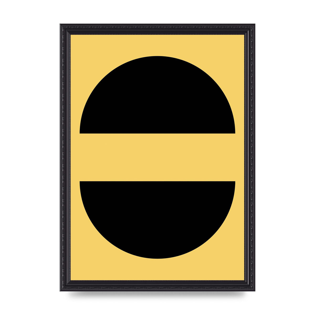 Yellow Black Disc Abstract Three Wall Art - A3 framed
