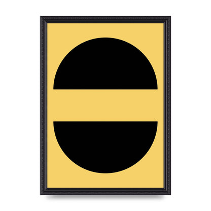 Yellow Black Disc Abstract Three Wall Art - A3 framed