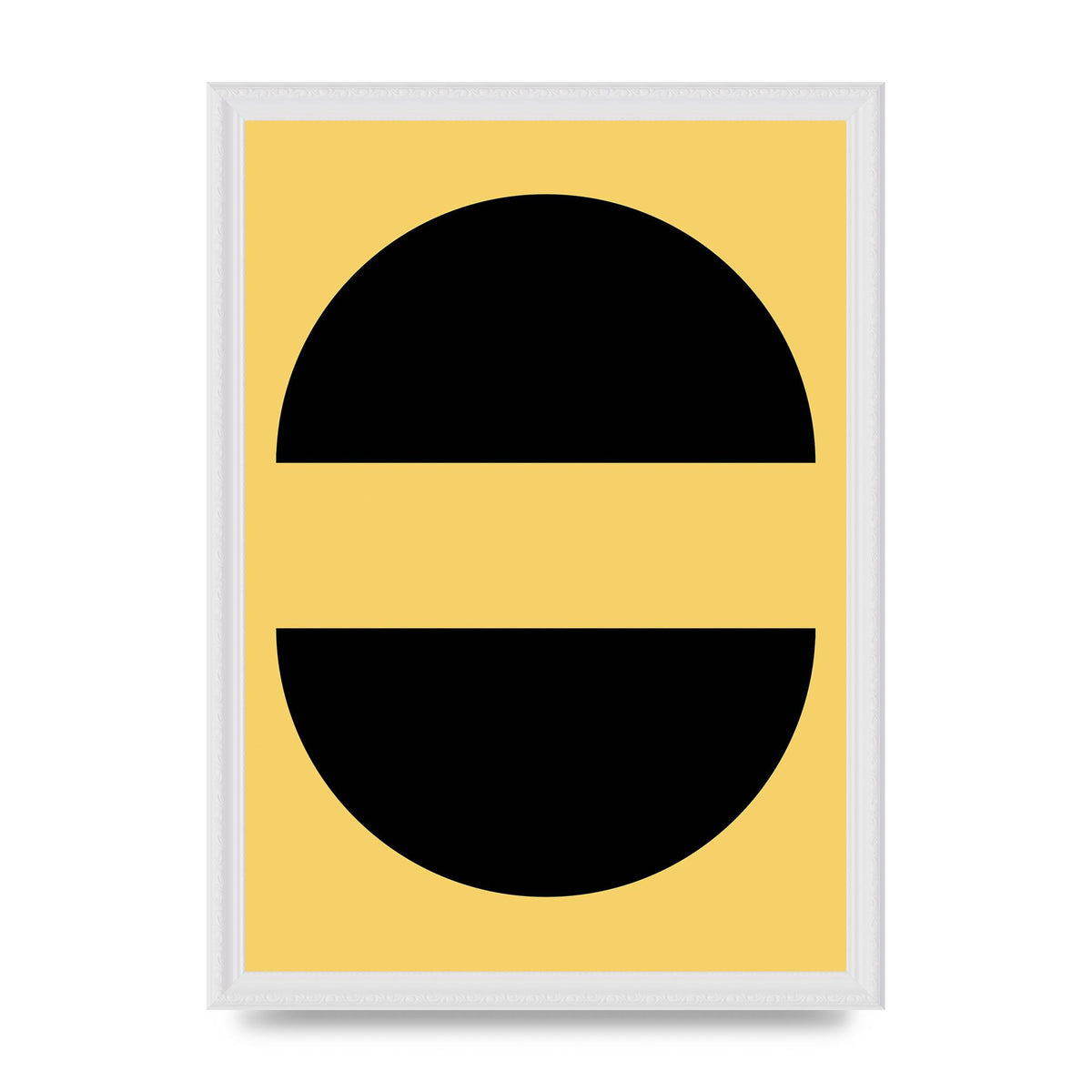 Yellow Black Disc Abstract Three Wall Art - A3 framed