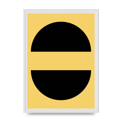 Yellow Black Disc Abstract Three Wall Art - A3 framed