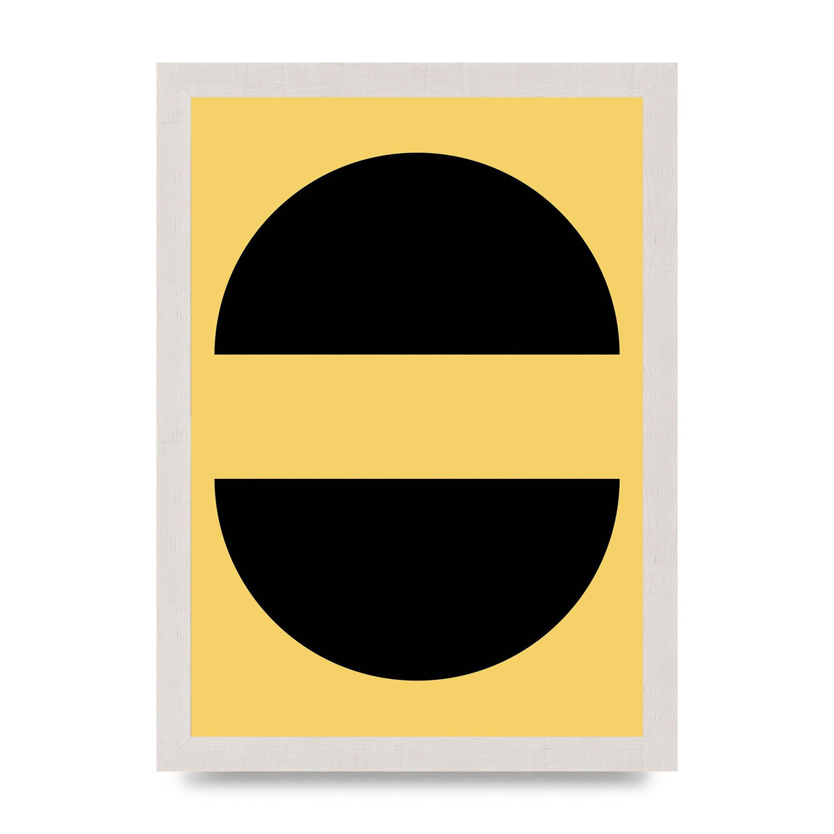 Yellow Black Disc Abstract Three Wall Art - A4 framed