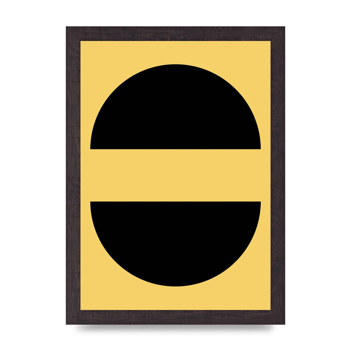 Yellow Black Disc Abstract Three Wall Art - A4 framed
