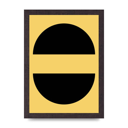 Yellow Black Disc Abstract Three Wall Art - A4 framed