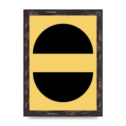 Yellow Black Disc Abstract Three Wall Art - A4 framed