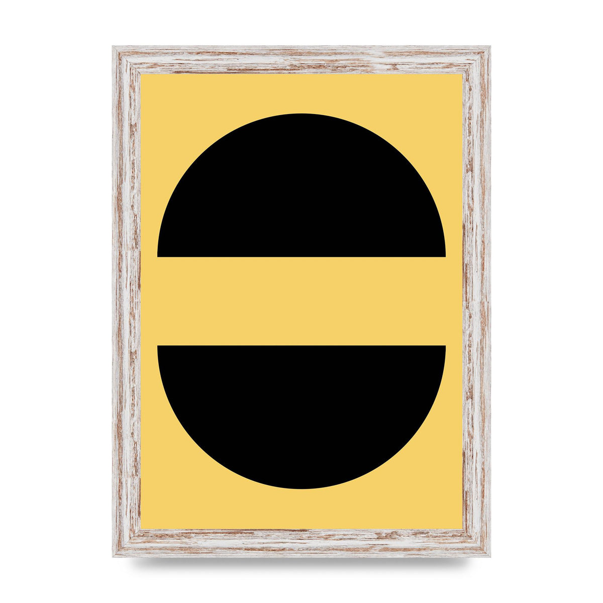 Yellow Black Disc Abstract Three Wall Art - A4 framed