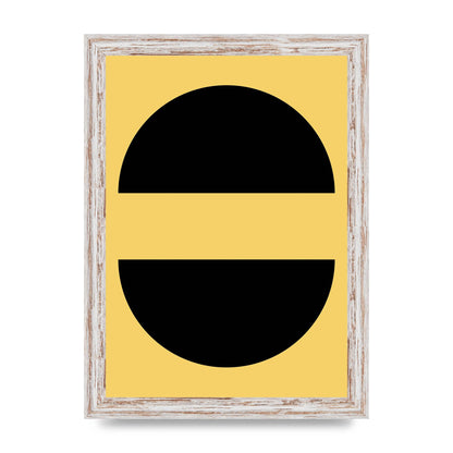 Yellow Black Disc Abstract Three Wall Art - A4 framed