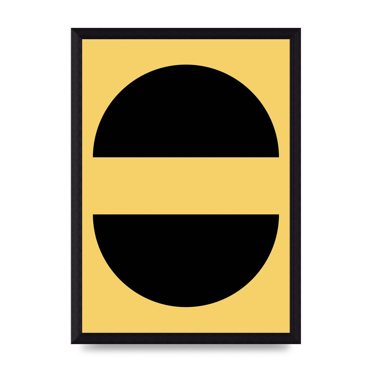 Yellow Black Disc Abstract Three Wall Art - A4 framed
