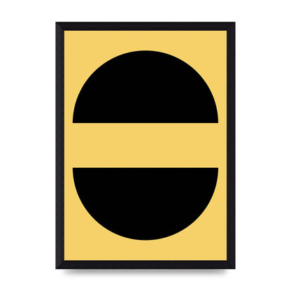 Yellow Black Disc Abstract Three Wall Art - A4 framed
