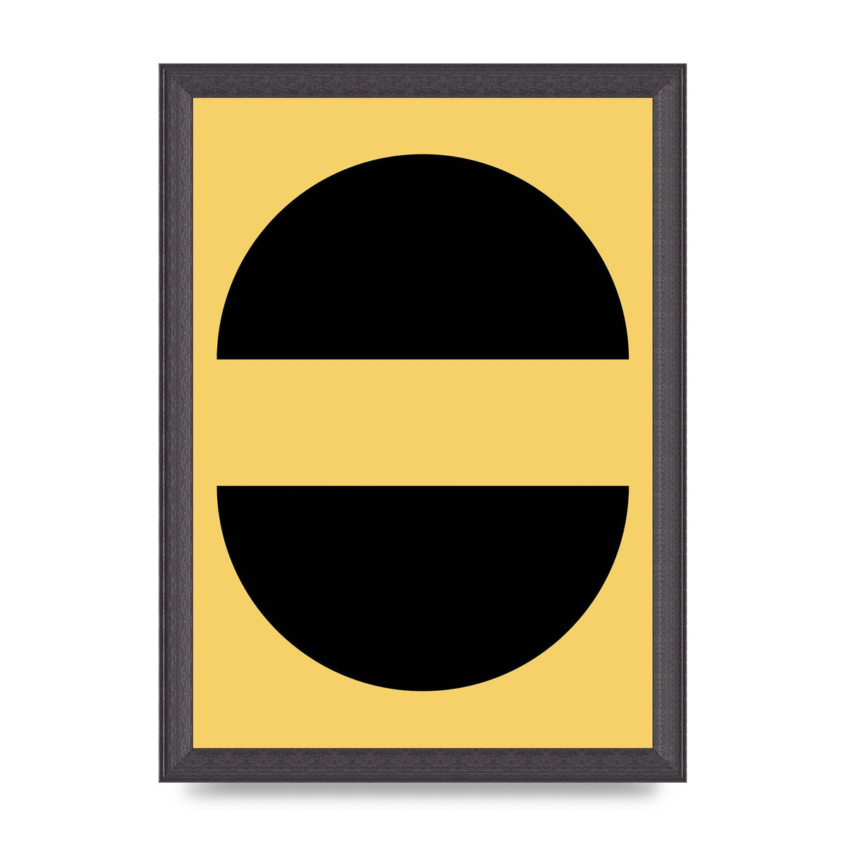 Yellow Black Disc Abstract Three Wall Art - A4 framed