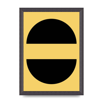 Yellow Black Disc Abstract Three Wall Art - A4 framed