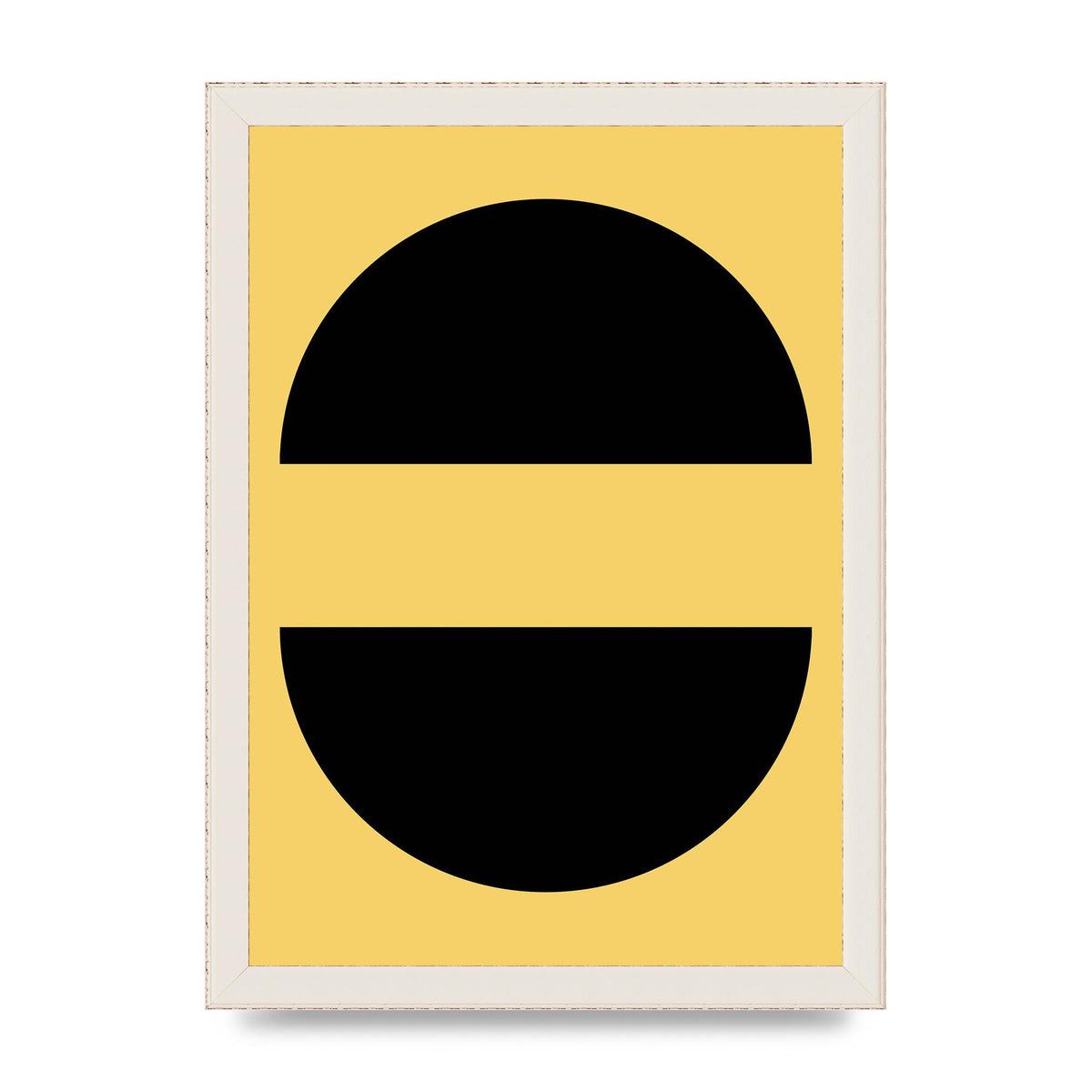 Yellow Black Disc Abstract Three Wall Art - A4 framed