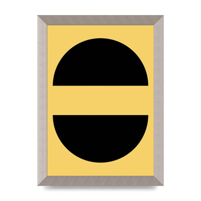Yellow Black Disc Abstract Three Wall Art - A4 framed