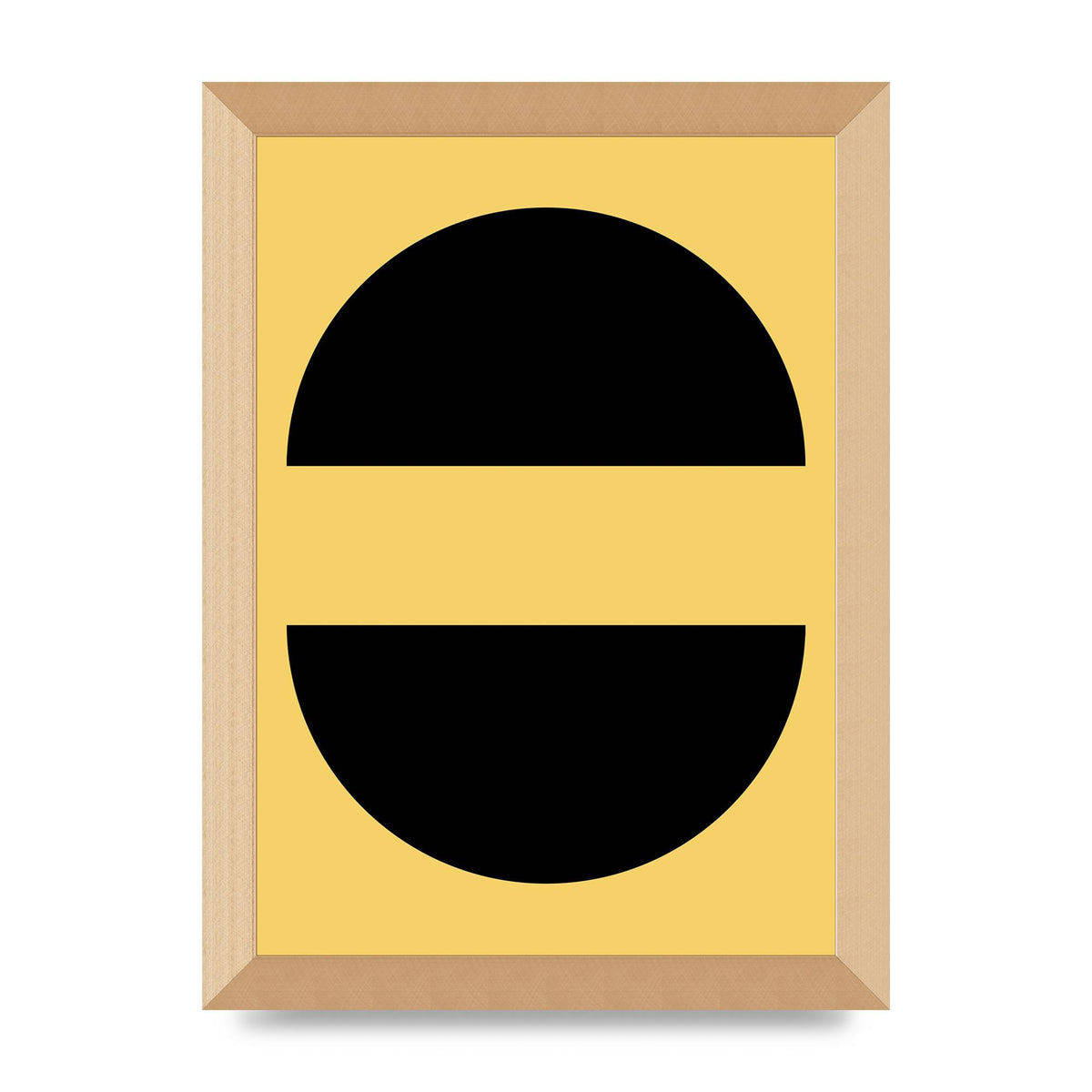 Yellow Black Disc Abstract Three Wall Art - A4 framed