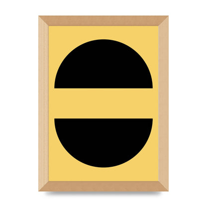 Yellow Black Disc Abstract Three Wall Art - A4 framed