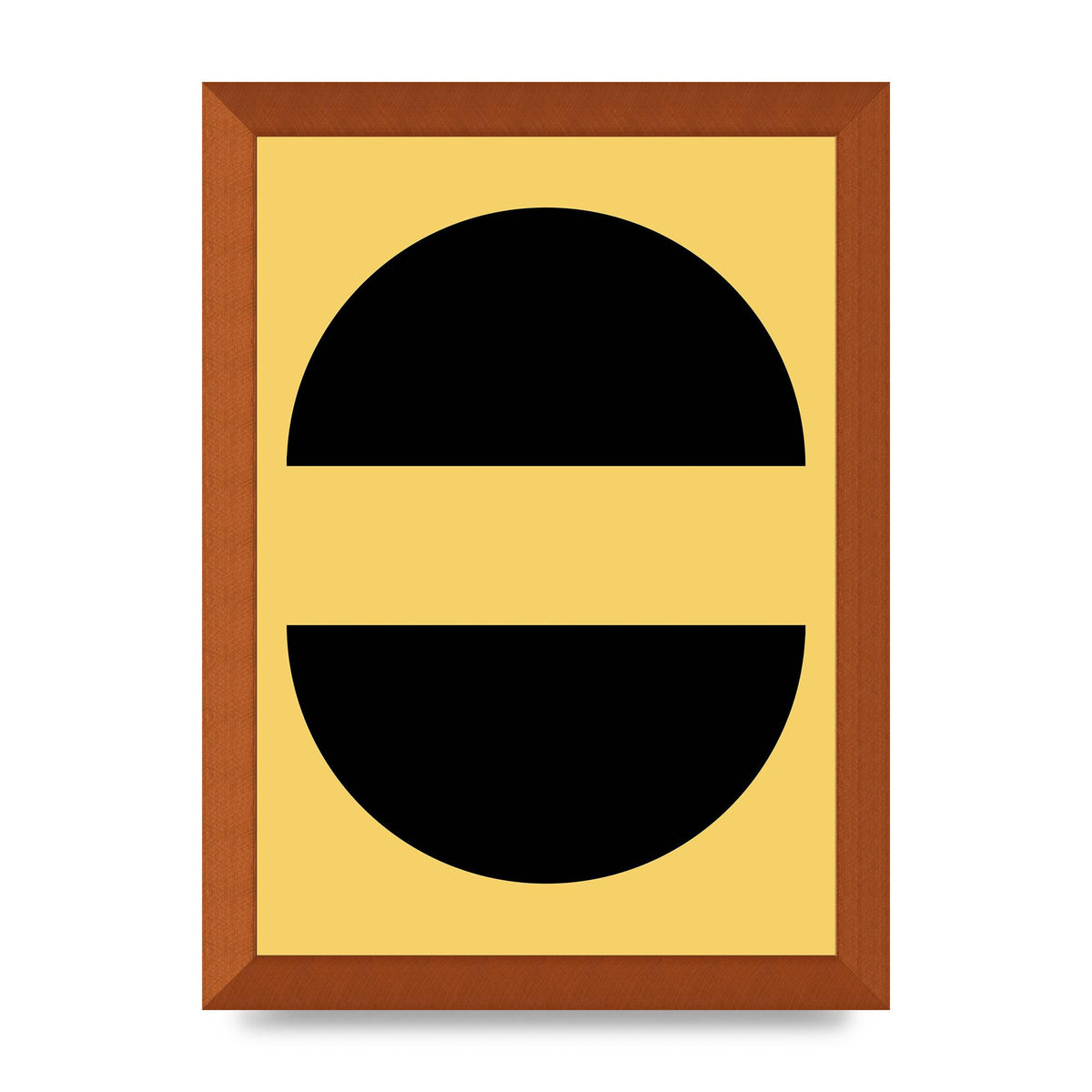 Yellow Black Disc Abstract Three Wall Art - A4 framed