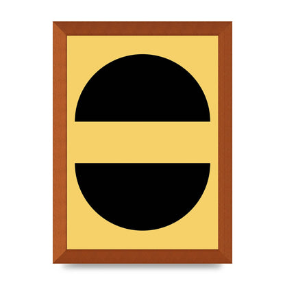 Yellow Black Disc Abstract Three Wall Art - A4 framed