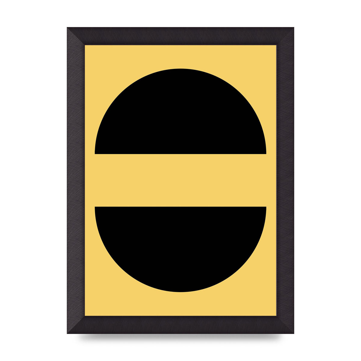 Yellow Black Disc Abstract Three Wall Art - A4 framed