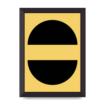 Yellow Black Disc Abstract Three Wall Art - A4 framed