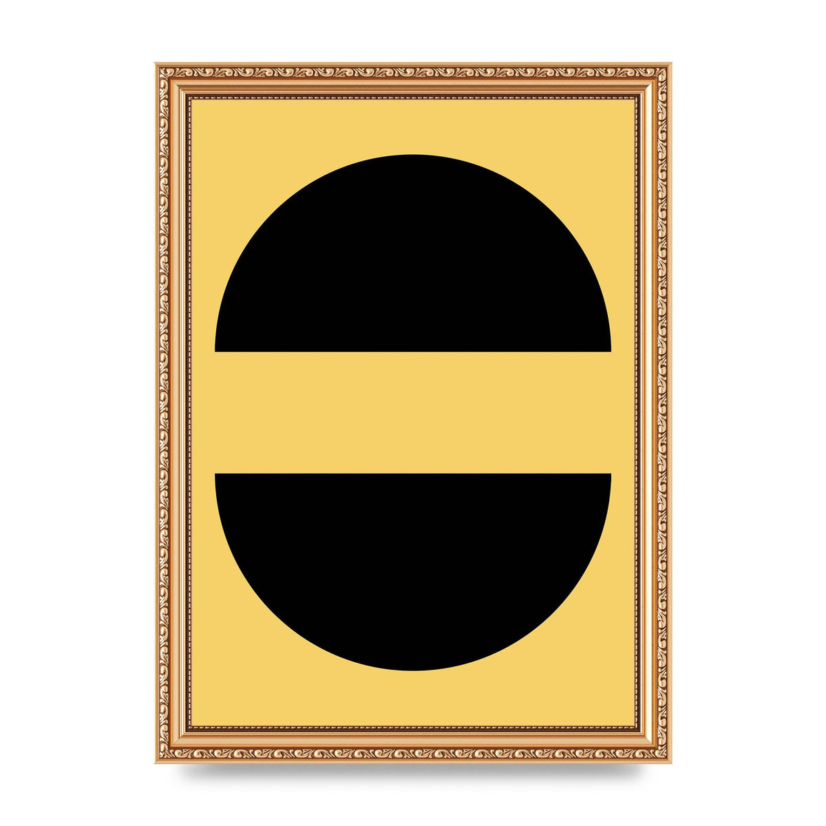 Yellow Black Disc Abstract Three Wall Art - A4 framed